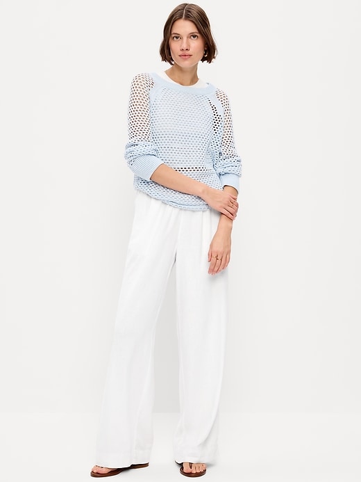 Women's High-Waisted Linen-Blend Wide-Leg Pants