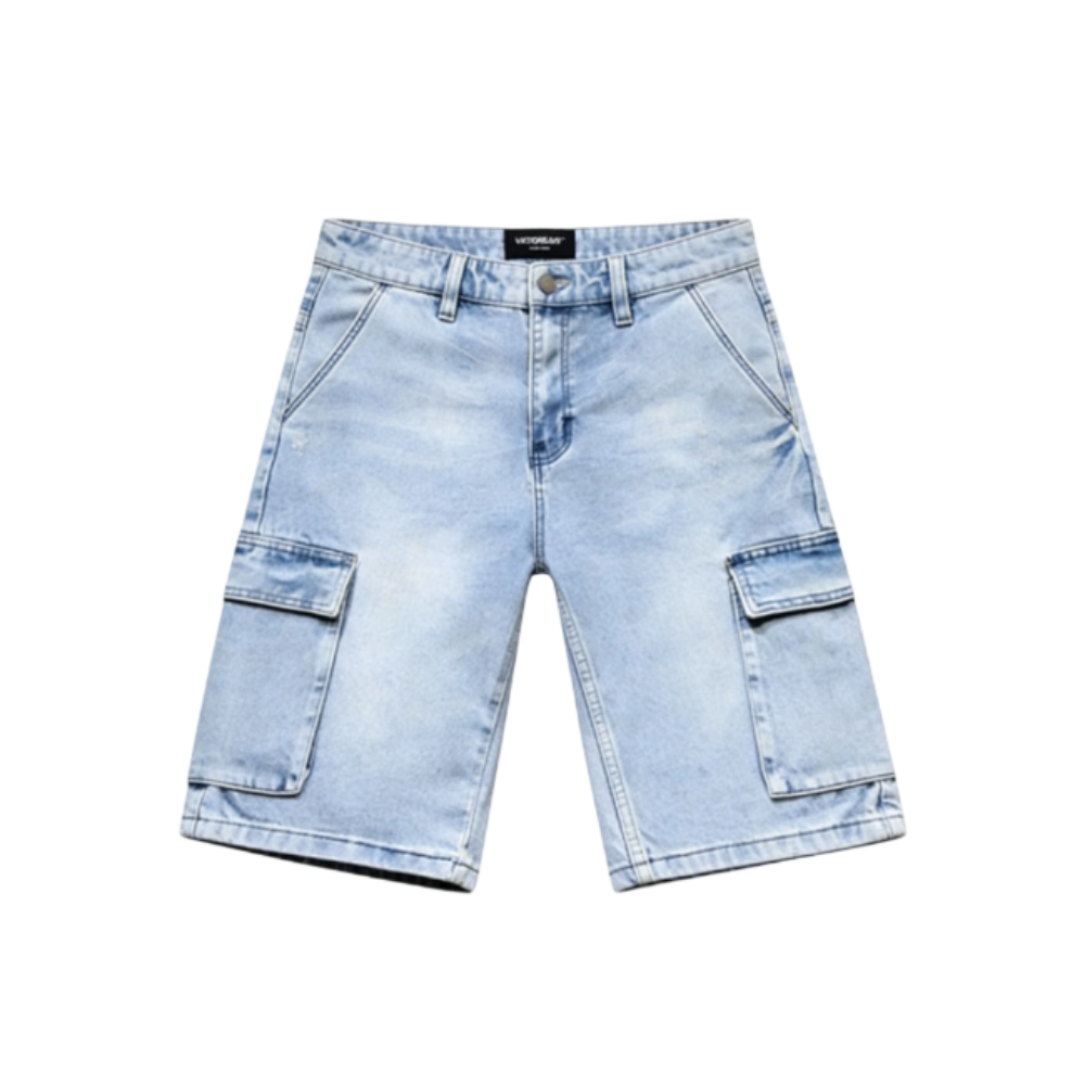 Baggy Fit Cargo Denim Shorts