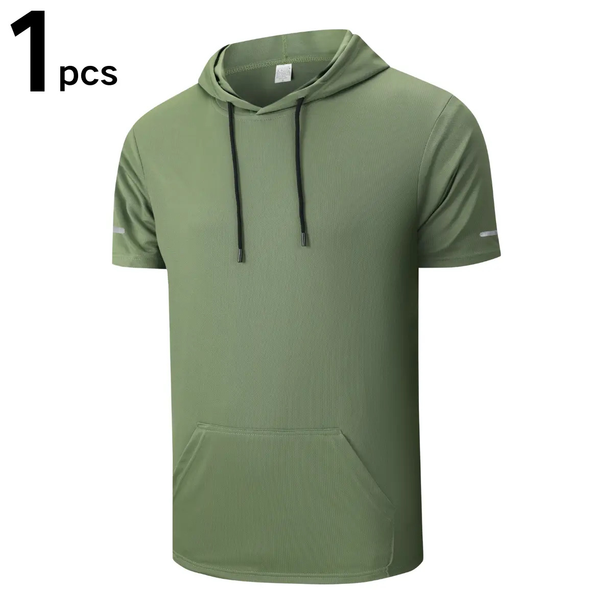 Men's Solid-Color Short-Sleeve Athletic Hoodie