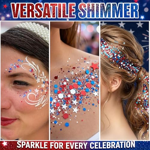 Patriotic Face & Body Glitter Stick, Hair Glitter Stick for Independence Day