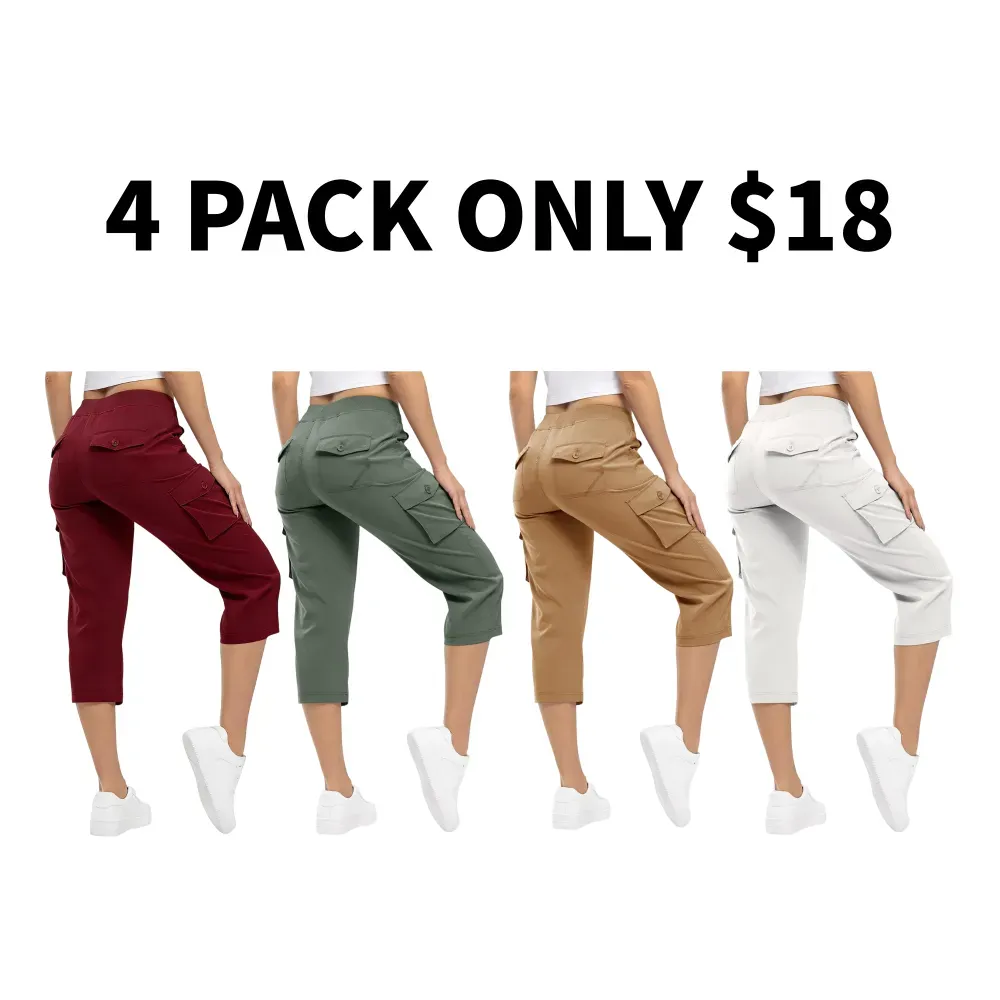 Women’s lightweight, quick-dry hiking capris with 6 pockets, loose fit, plus sizes available, ideal for outdoor trips, workouts, and casual wear, great for moms over 30.