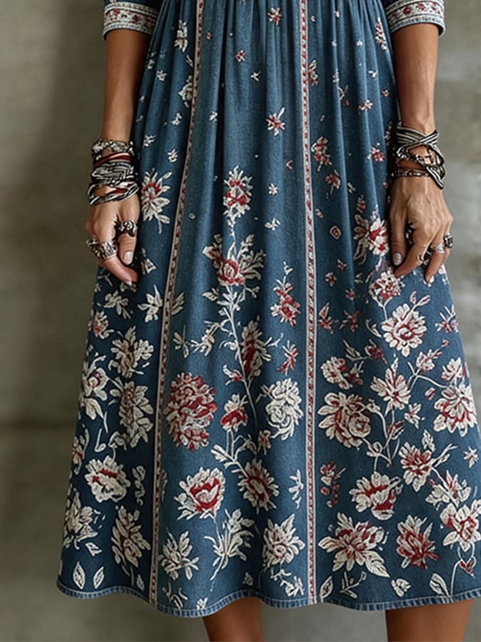 Women's Loose-Fit Independence Day Print Dress