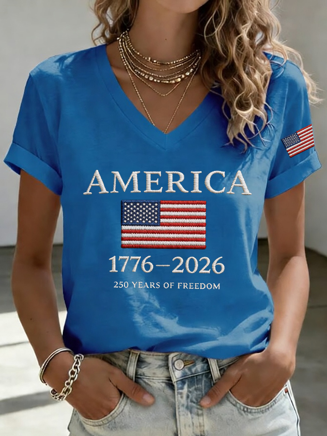 Women'S 250Th Anniversary Independence Day Printed T-Shirt