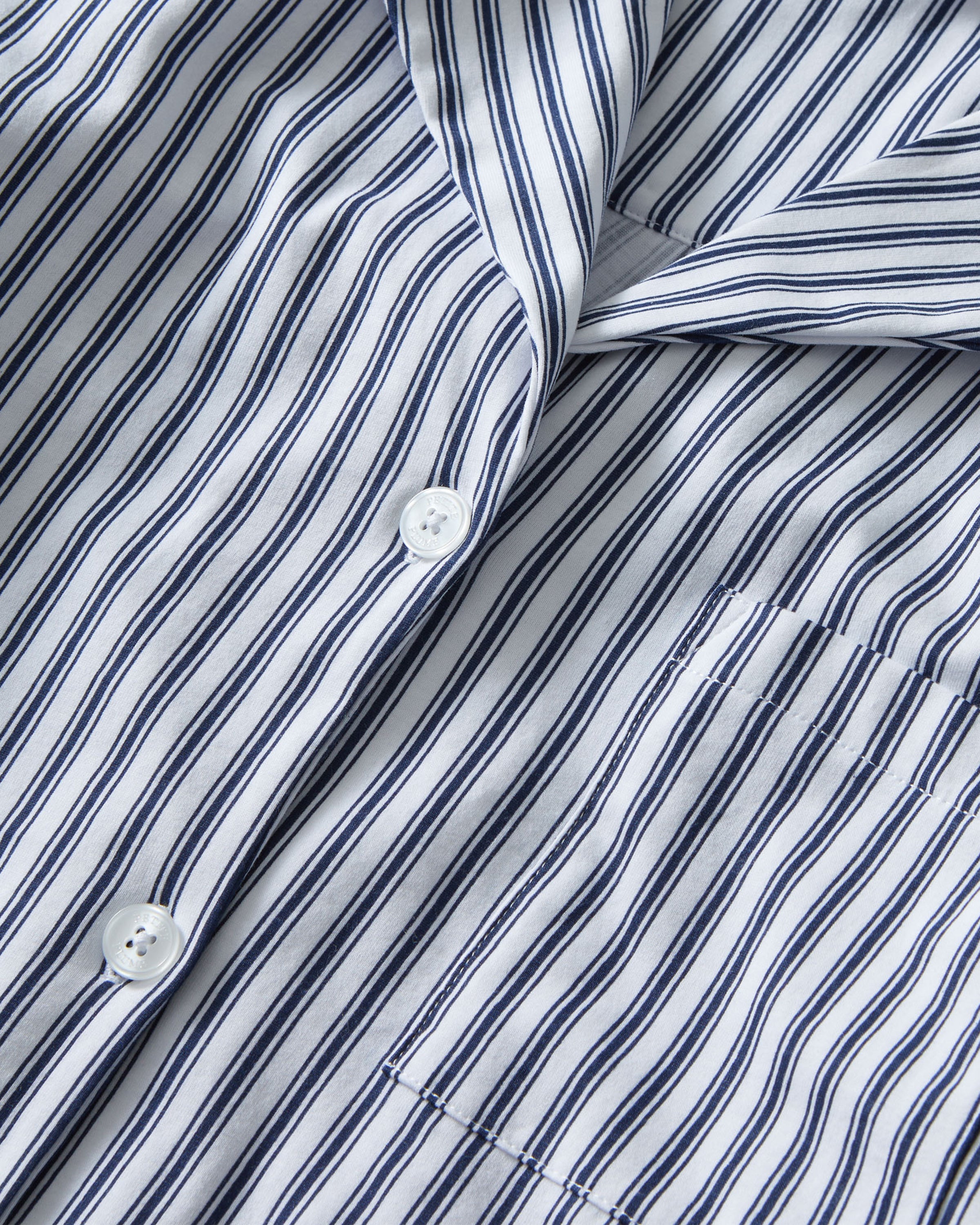 The Olivia Pima Short Set in Navy French Ticking