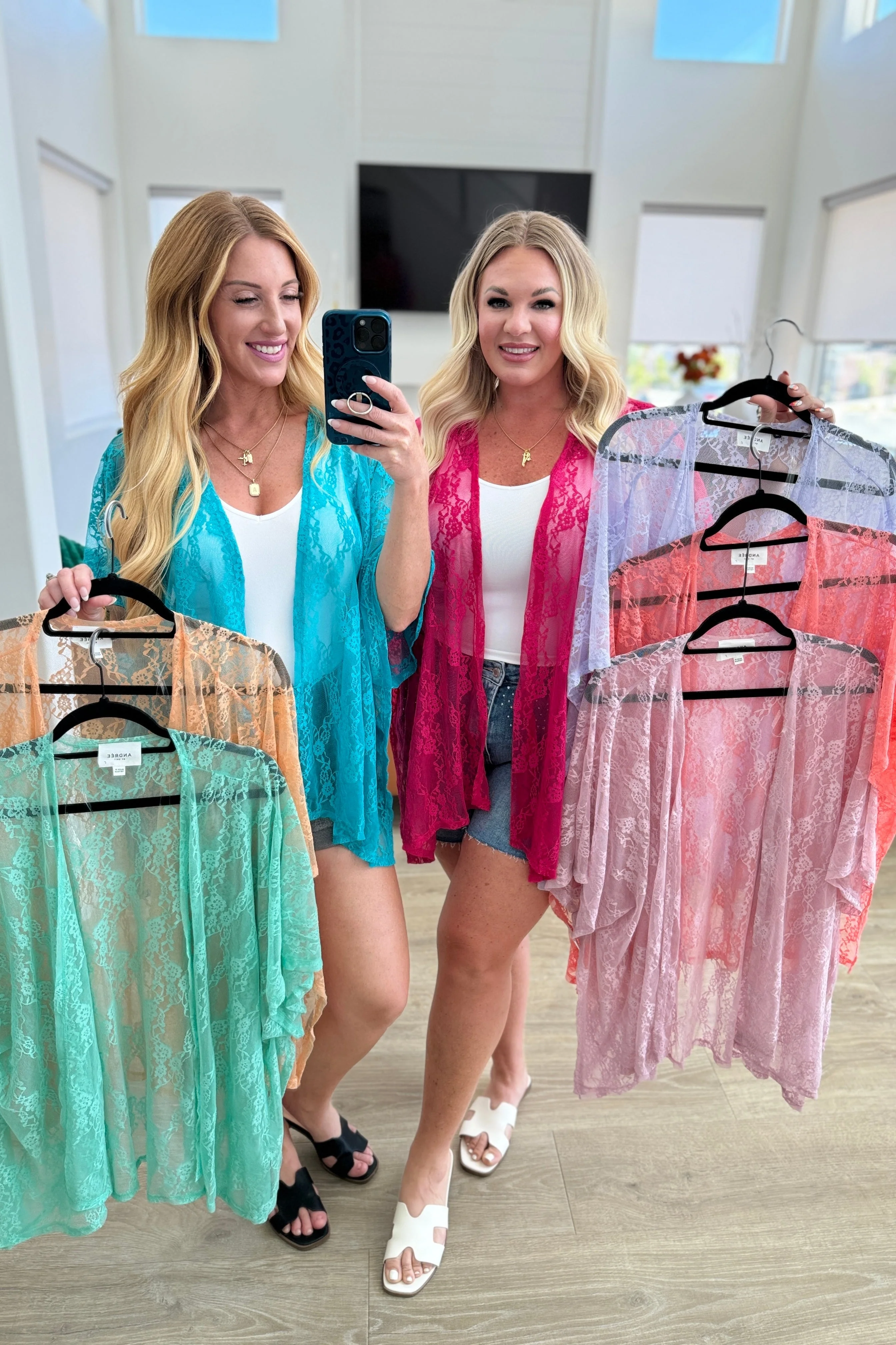 Ahead Lace Kimono In Coral