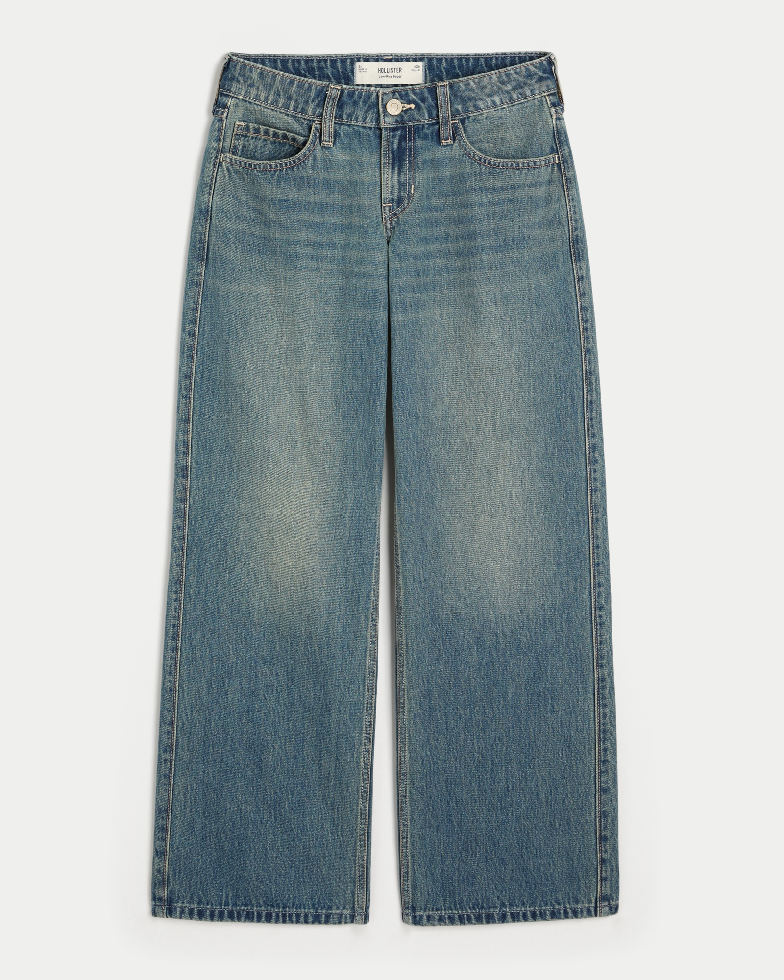 Low-Rise Dark Wash Baggy Jeans
