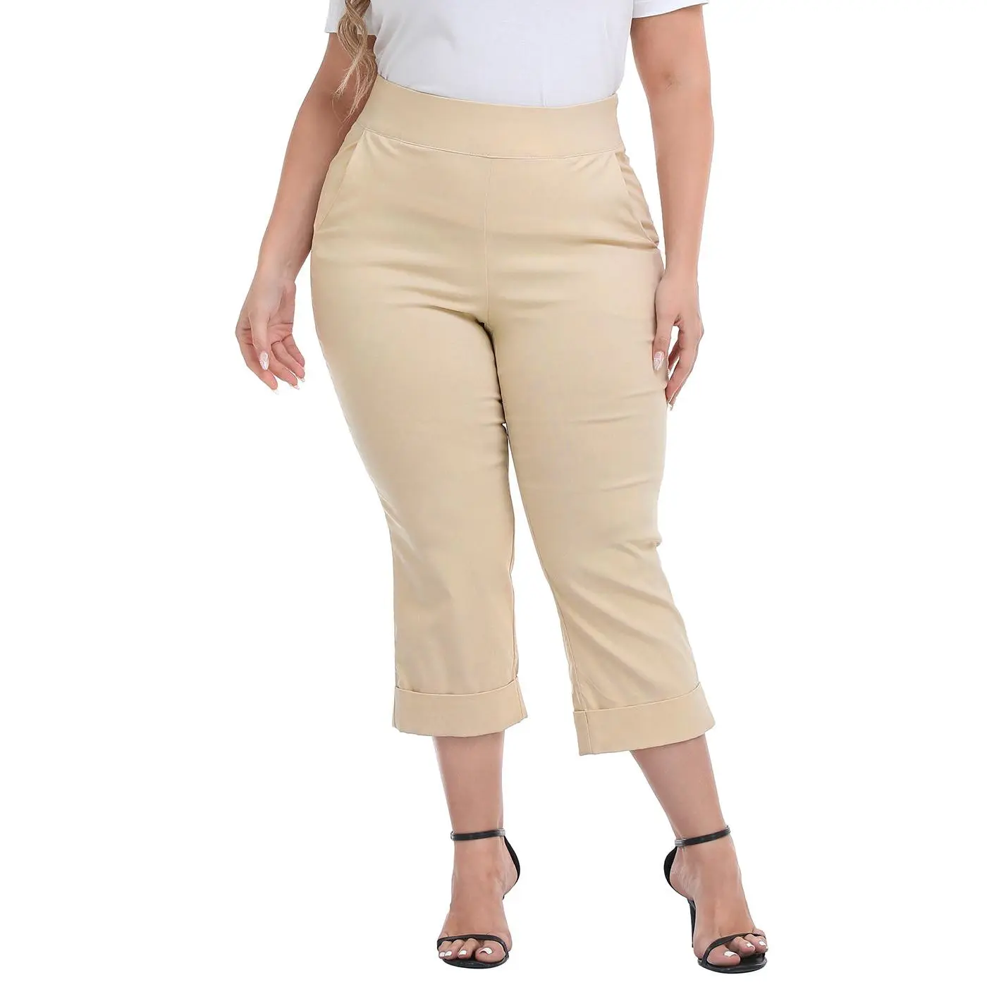 Women's Plus-Size Tie-Free Capri Pants