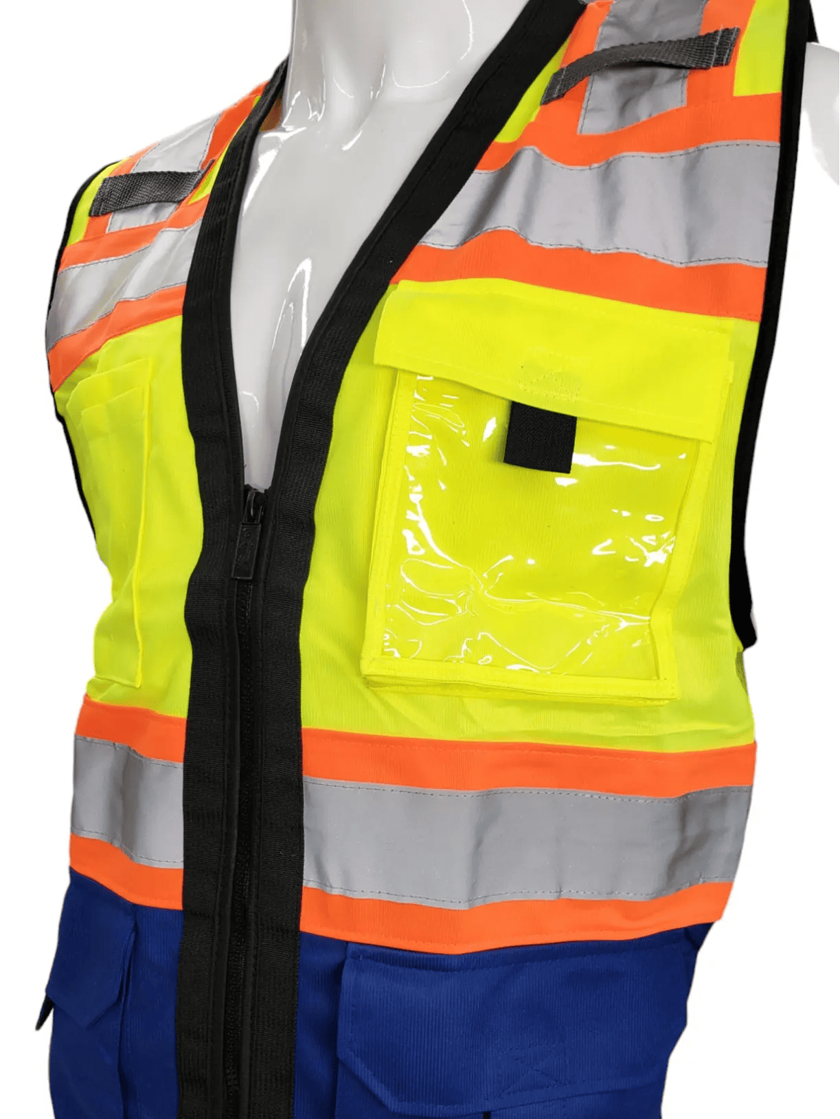 Superintendent Vest, High Visibility Reflective Safety, Mesh Safety Vest with Zipper and Multi pockets AMERICAN SIZE