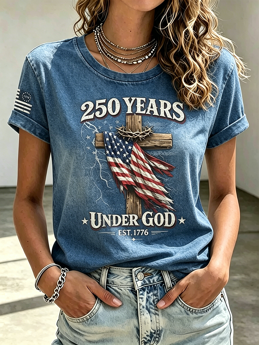 250Th Anniversary Commemorative Faith Printed Round Neck Top In The United States