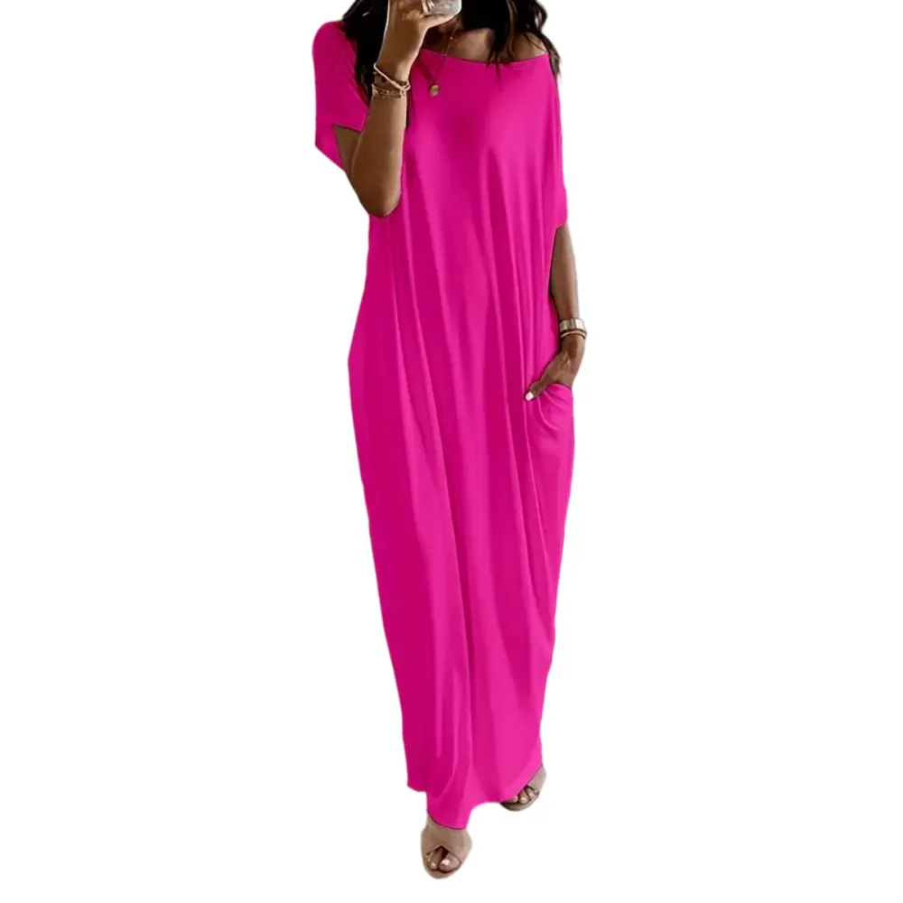 Women's Solid Color Batwing Sleeve Lounge Dress