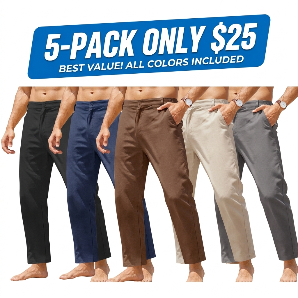 Men's Cotton Linen Casual Beach Pants