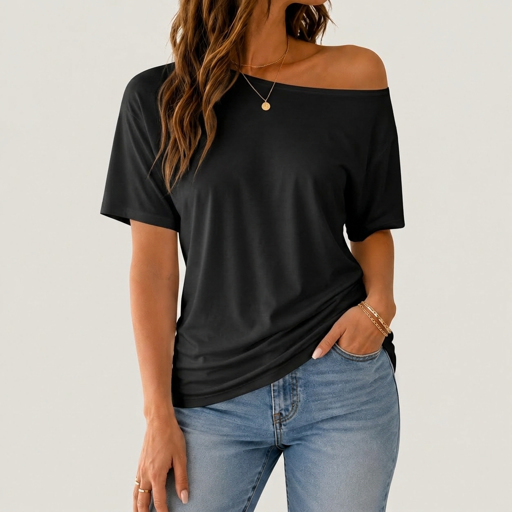 Women's Solid Color Minimalist Loose Tee Top