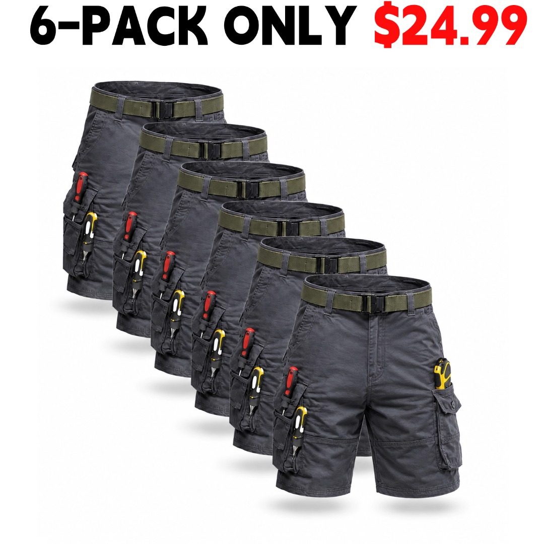 Men's Cargo Pants (6-Pack), Tactical Shorts, Multi-Pocket Shorts