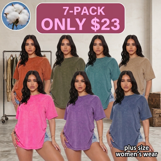 🌟 5-Pack Women's Vintage Cotton T-Shirts