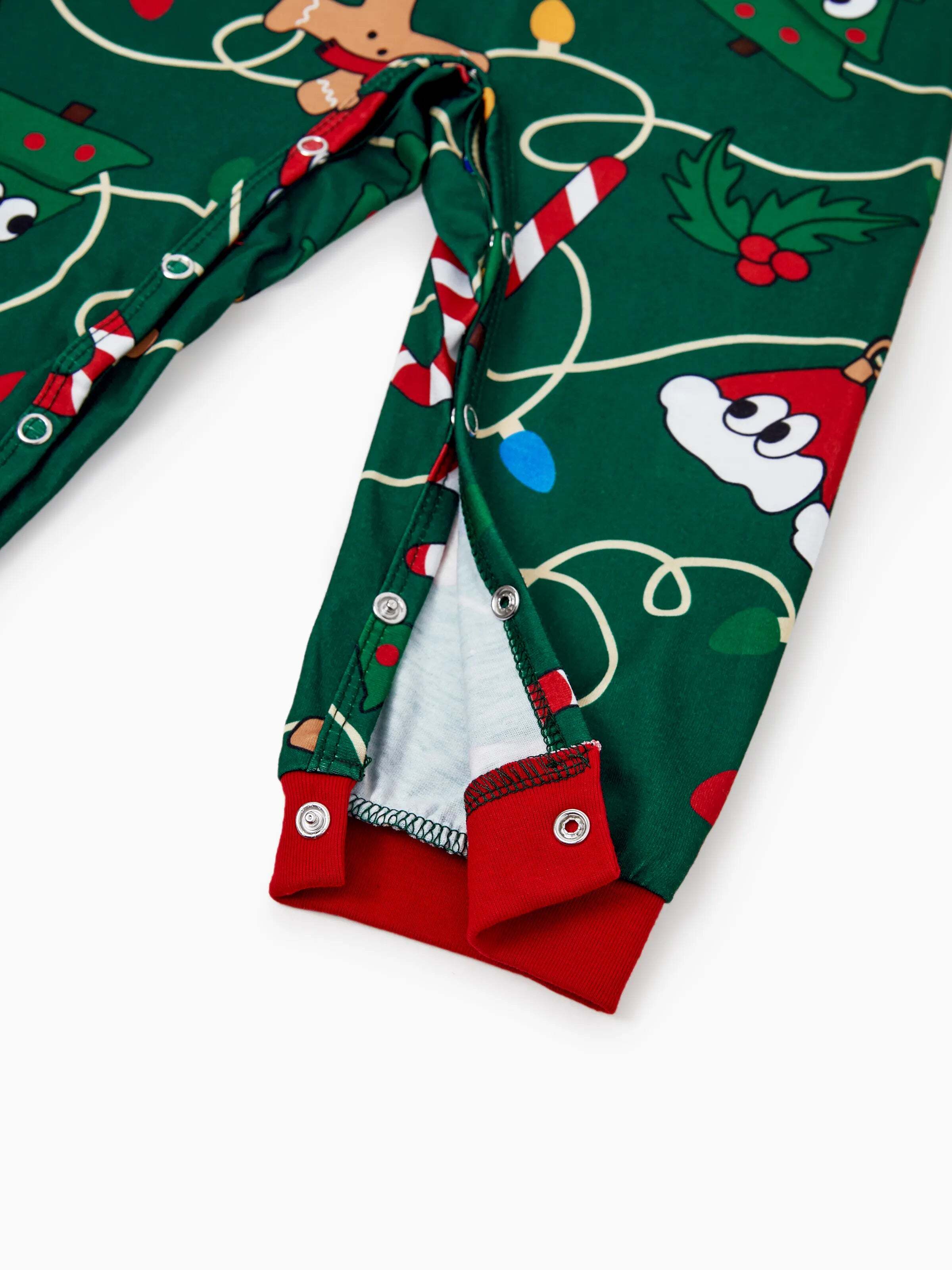 Christmas Matching Family Pajamas Set Gingerbread and Christmas Tree Green and White PJS with Christmas Socks Dark Green