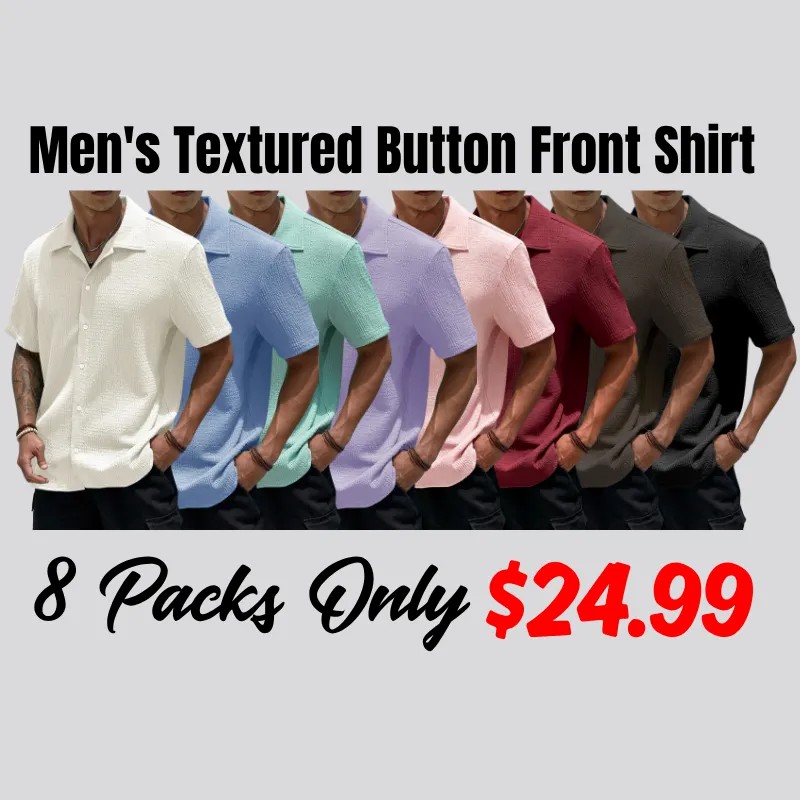 Men's Textured Button Front Shirt