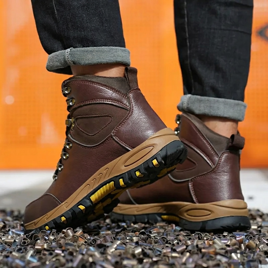 Men's Waterproof Safety Boots – Rugged Steel-Toe Work Boots with Crush and Puncture Resistance
