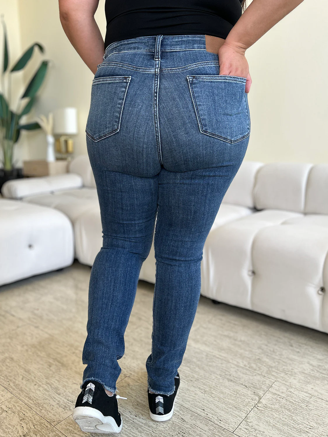 Blue Full Size  High Waist Distressed Skinny Jeans