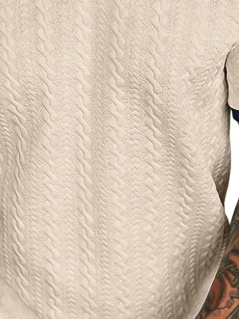 Men's Color-Block Short-Sleeve Casual Polo Shirt