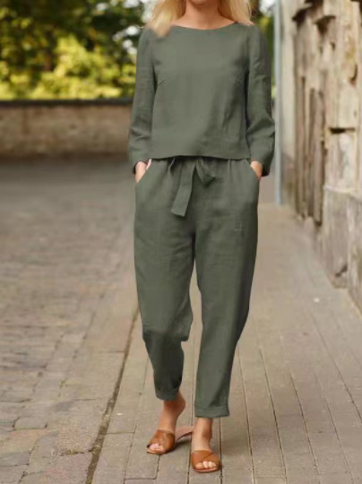 Women's Solid Color Fashion Leisure Suit Two-piece Set Suit