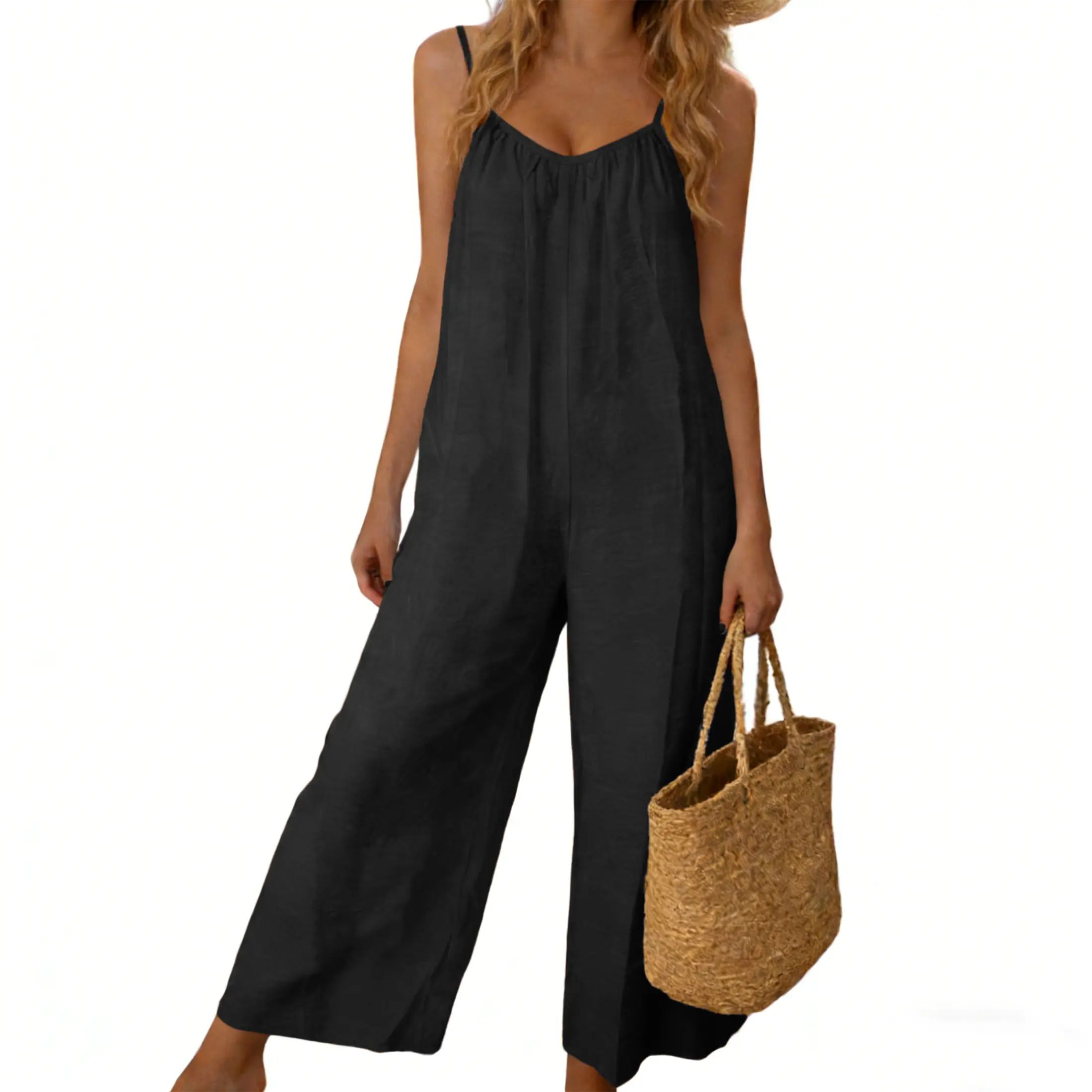 Chic Breeze Open-Back Wide-Leg Jumpsuit
