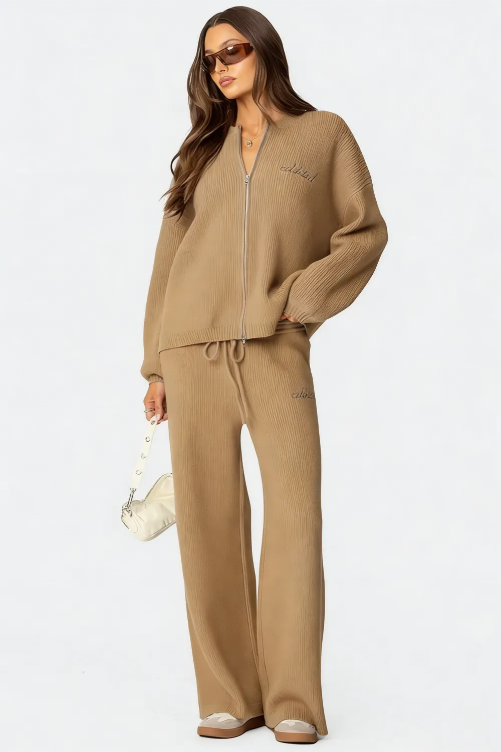 Ribbed Knit Straight Leg Sweatpants