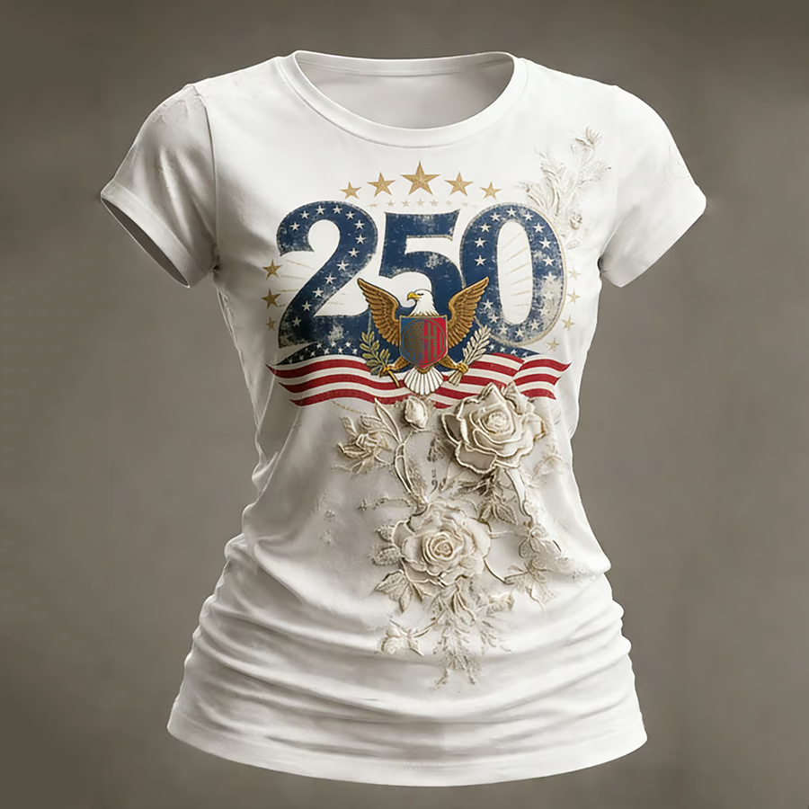 Women'S Casual American 250th Anniversary Printed Short-Sleeve T-Shirt