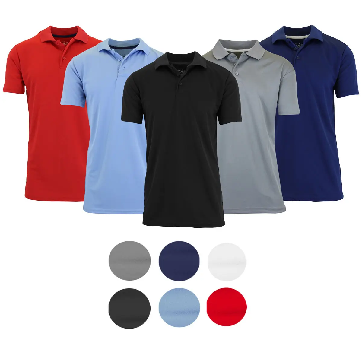 👕 Men's 5-Pack Performance Dry-Fit Polo Shirts