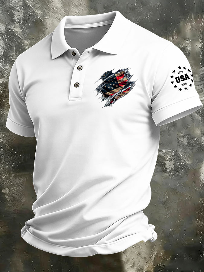 Men's 250th Anniversary Printed Casual Polo Shirt