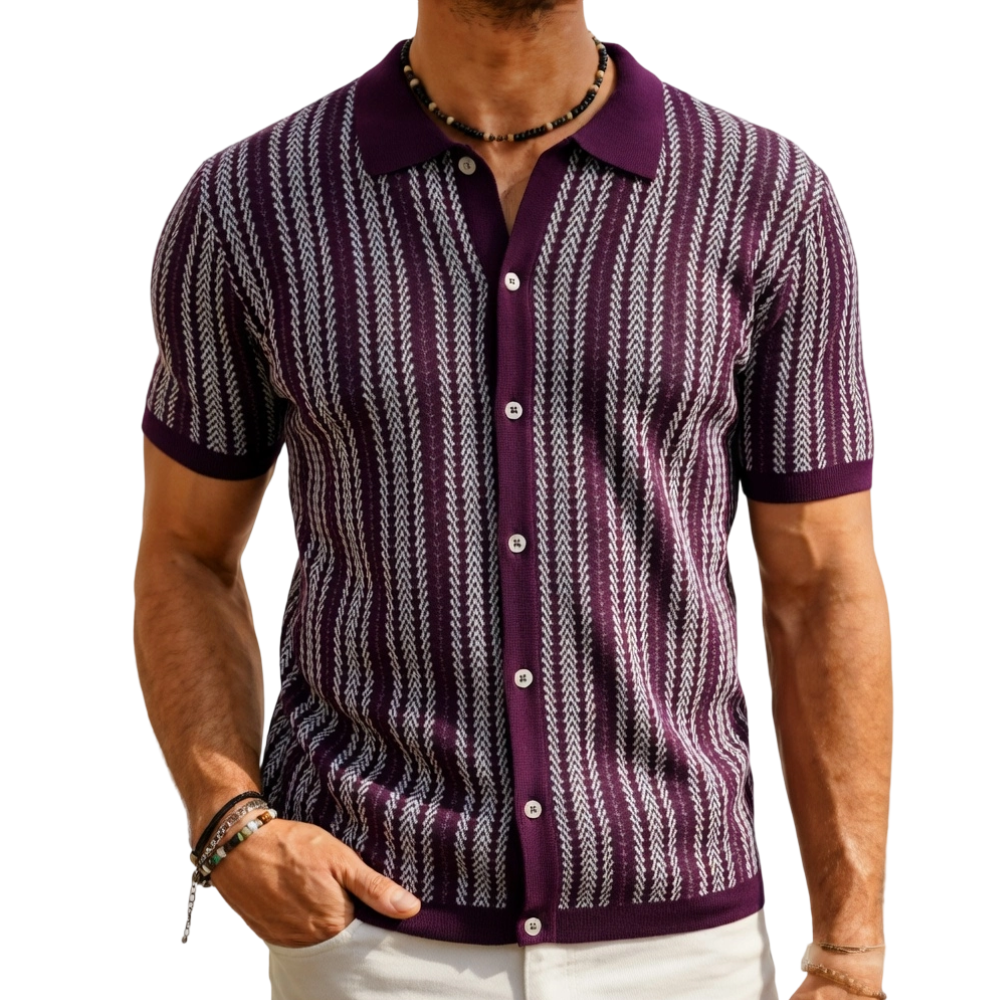 Men's Retro Button- Sweater Non-Stretch Shirt