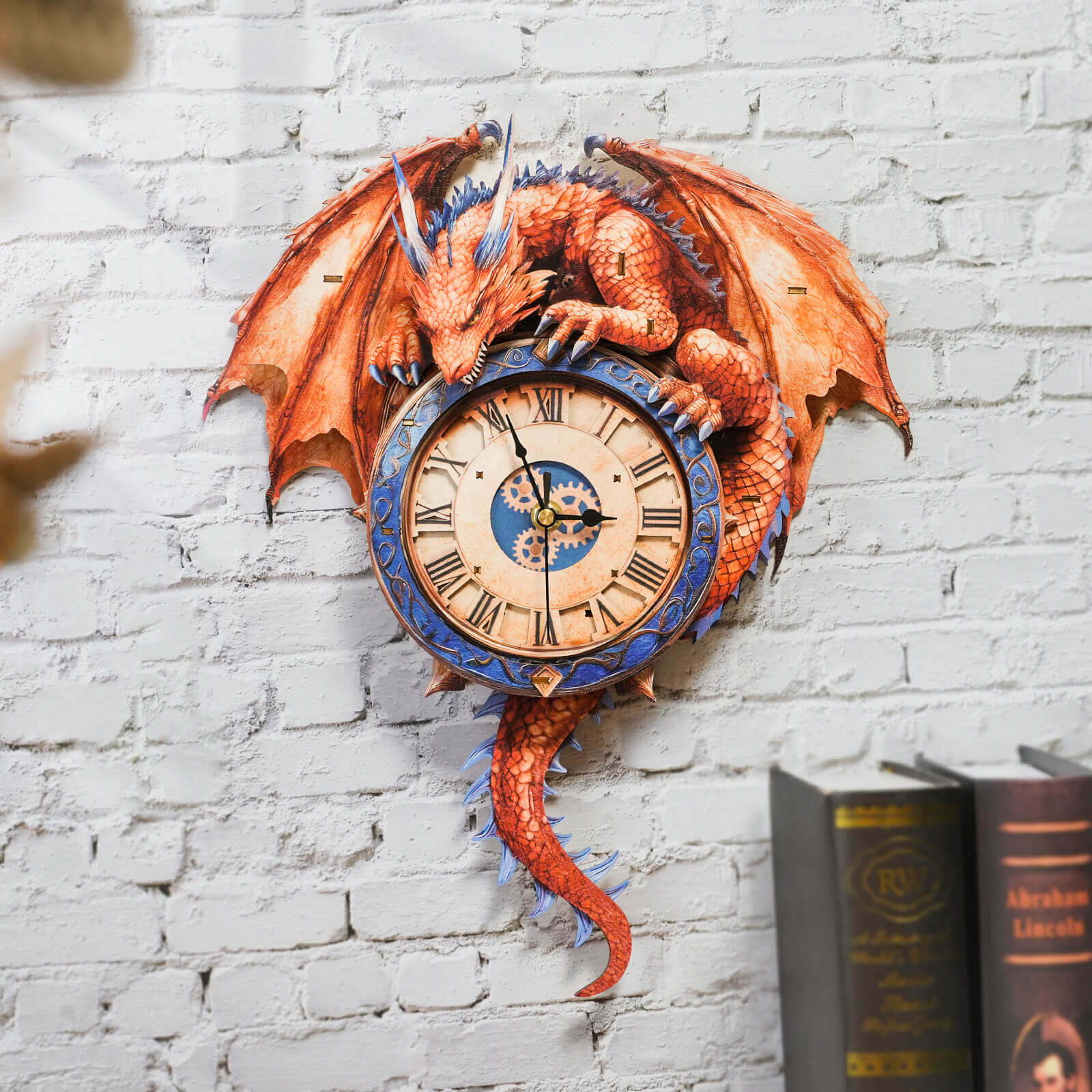 Flame DragonDIY Wooden Clock, 3D Puzzle Craft Kit