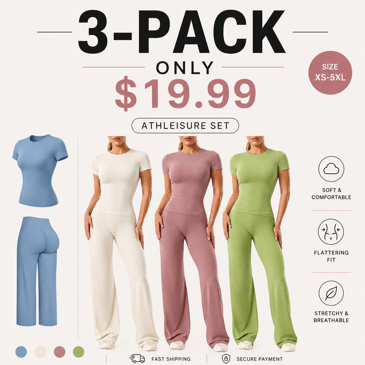 Women's T-shirt and straight-leg trousers tracksuit