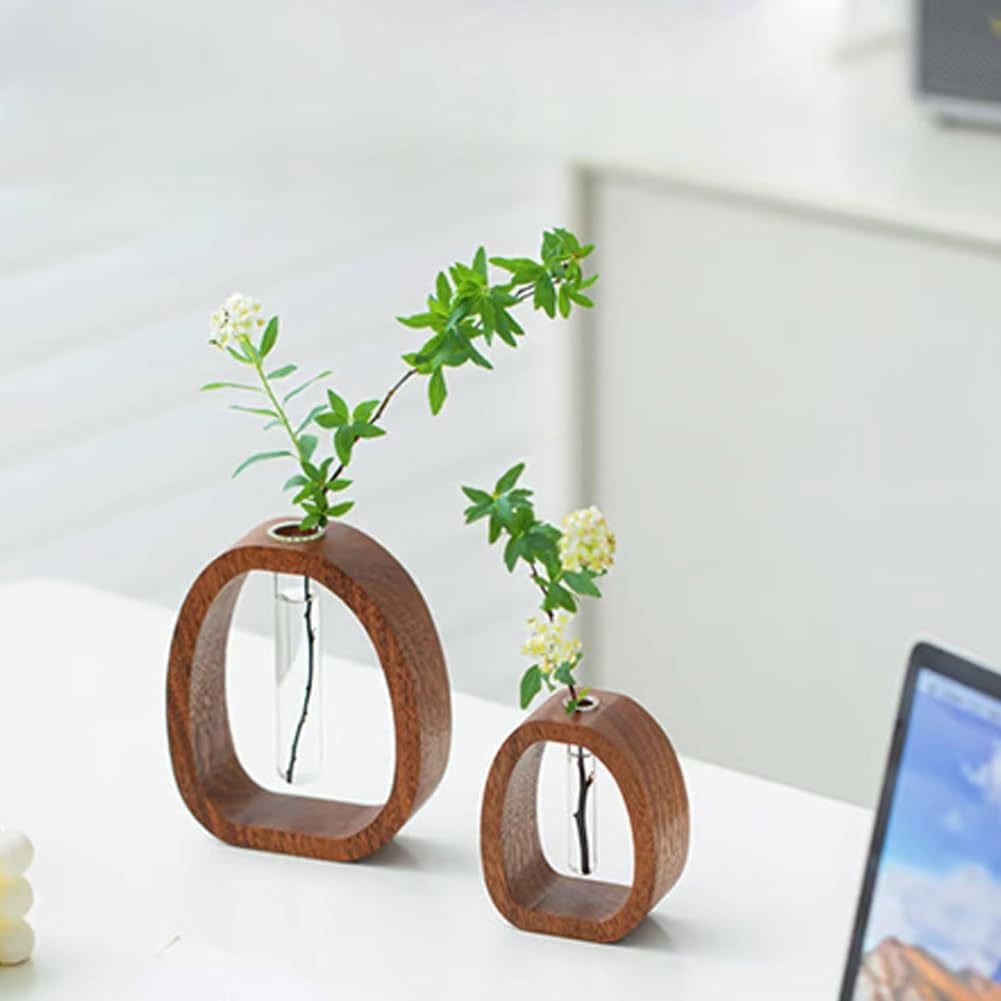 Solid Wood Glass Vase