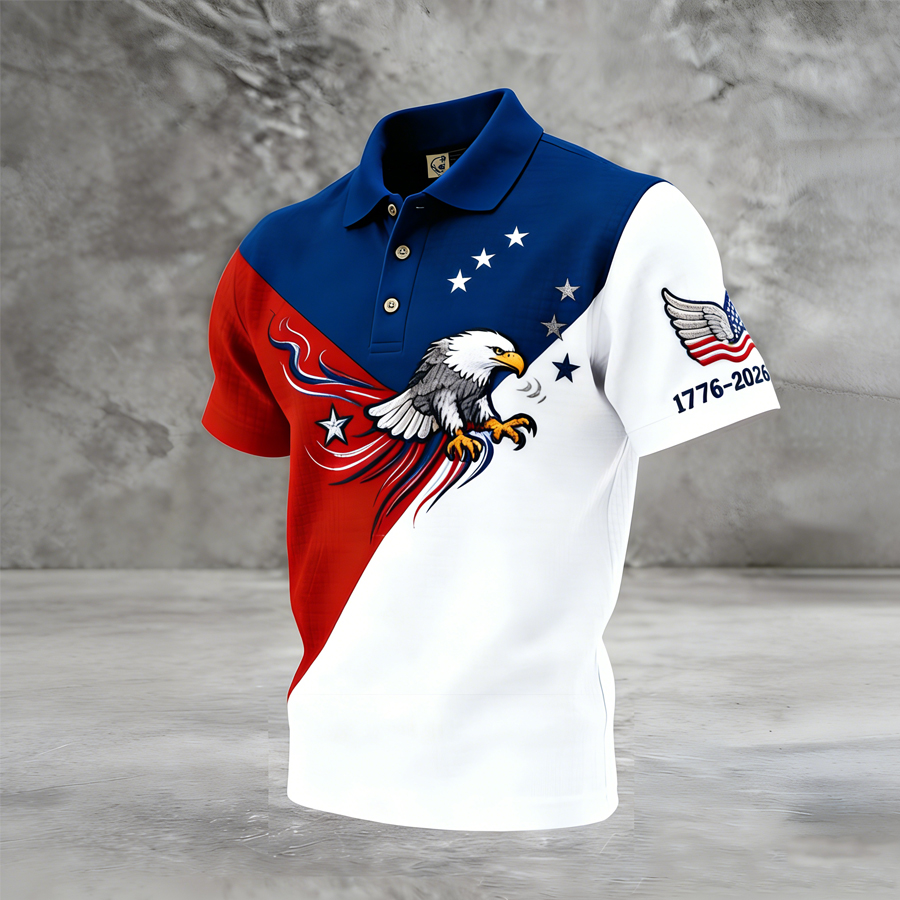 Men'S Printed Short Sleeved Polo Shirt