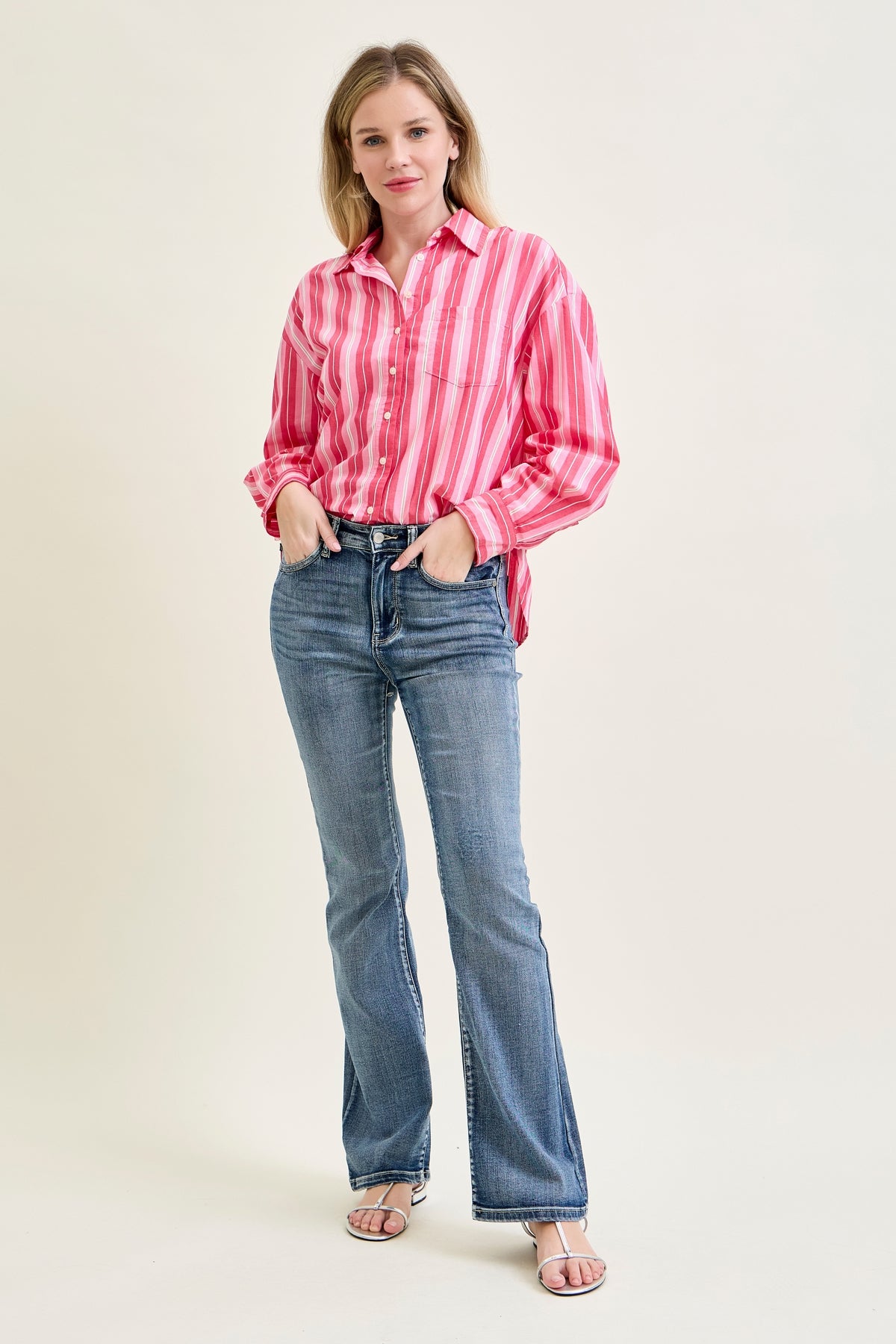 Daisy Contrast Wash Bootcut Jeans