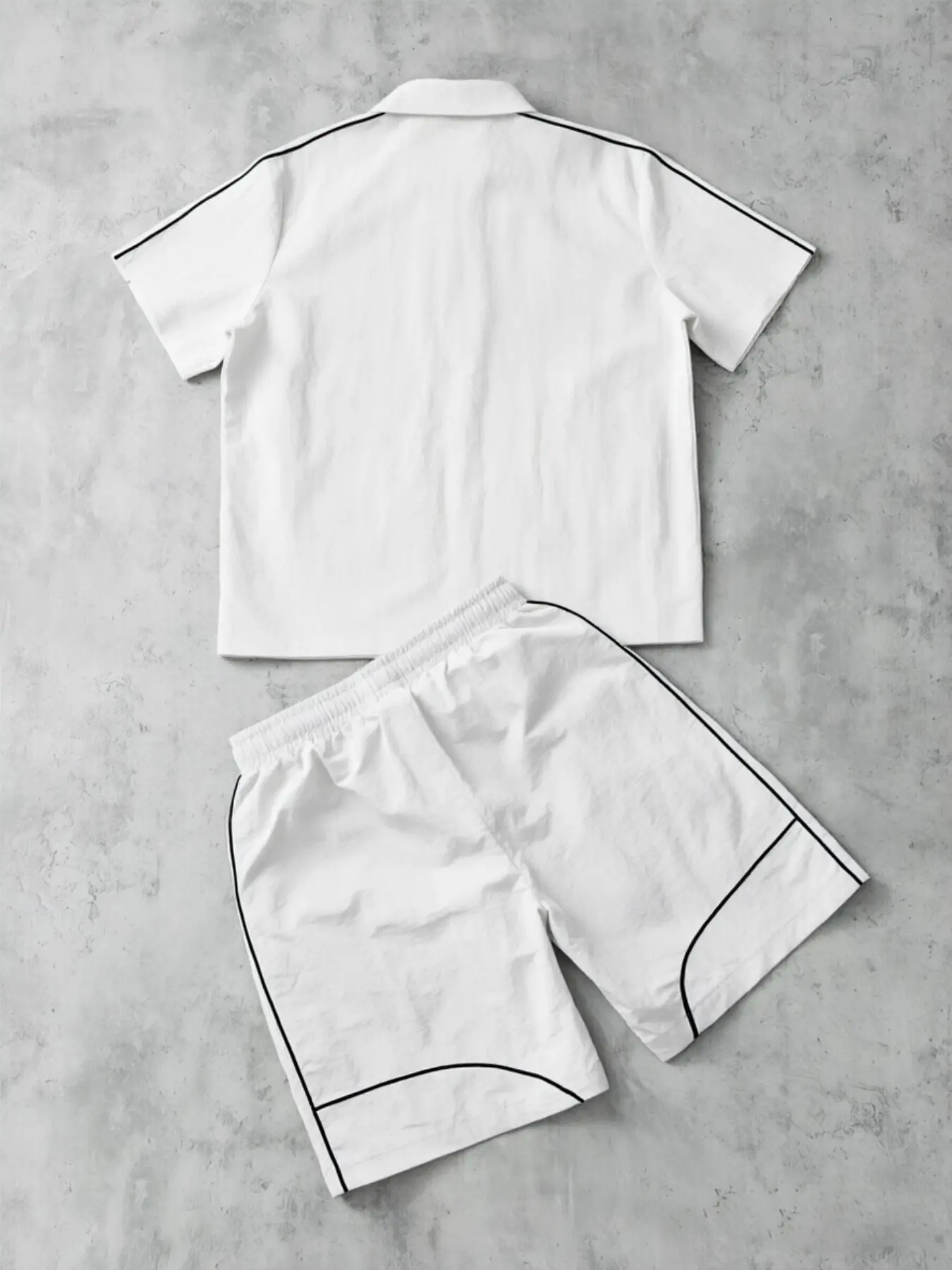 Stars Pattern Casual Set Short Sleeve Zipper Shirt + Gym Shorts Two-Piece Set, Breathable Comfort Spring Summer Daily Wear Activewear Set