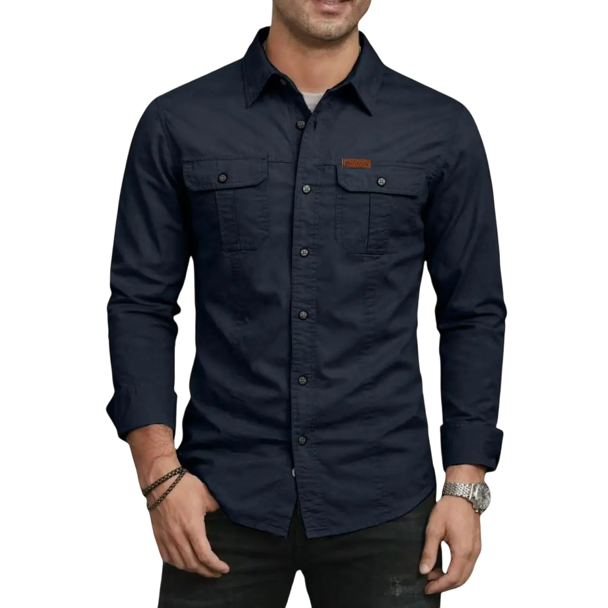 Men's Long Sleeve Workwear Shirt - Outdoor Casual Versatile Top