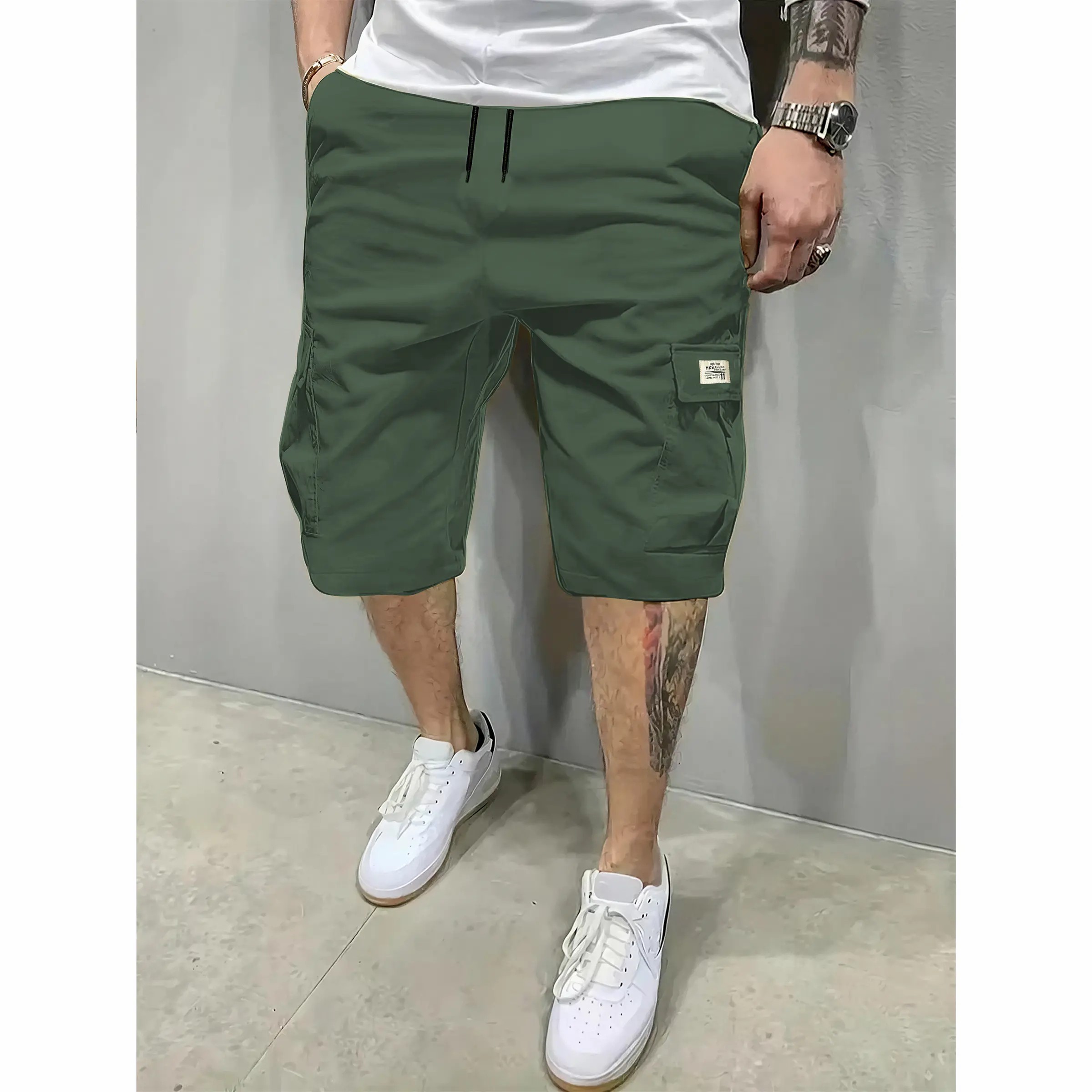 Men's 7-Pack Fitted Cargo Shorts – Elastic Drawstring, Slanted Multi-Pocket, Lightweight Summer Bottoms