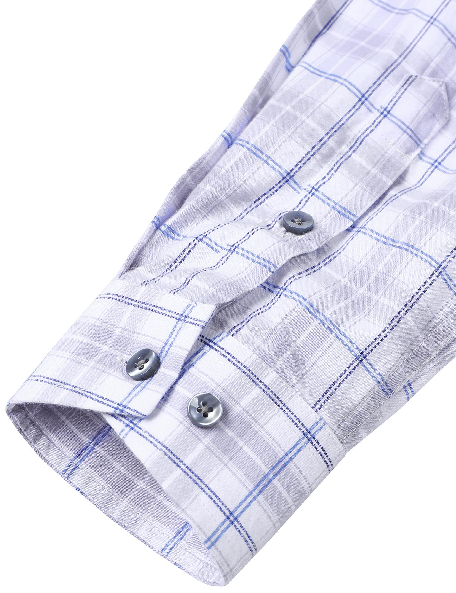 Men's Plaid Long Sleeve Dress Shirt Formal Gingham Slim Fit Button Down Shirts with Lightweight Casual Classic Birthday Fashion