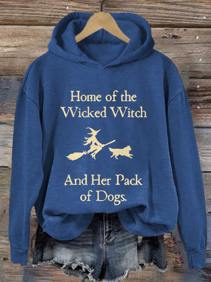 Retro Home Of The Wicked Witch And Her Pack Of Dogs Print Sweatshirt
