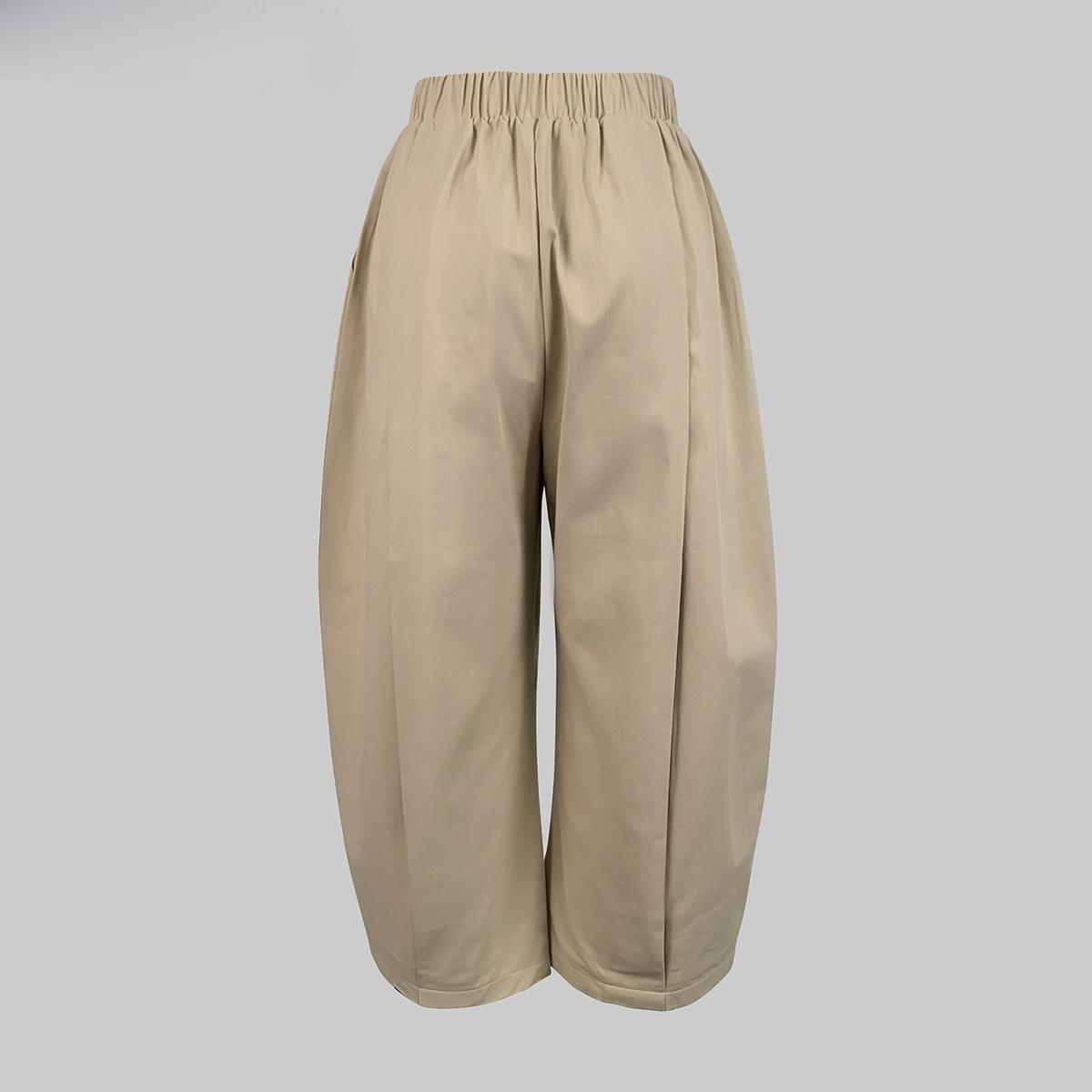 Women's Loose Cotton Lantern Pants – Soft Breathable Elastic Waist Casual Summer Pants with Pockets