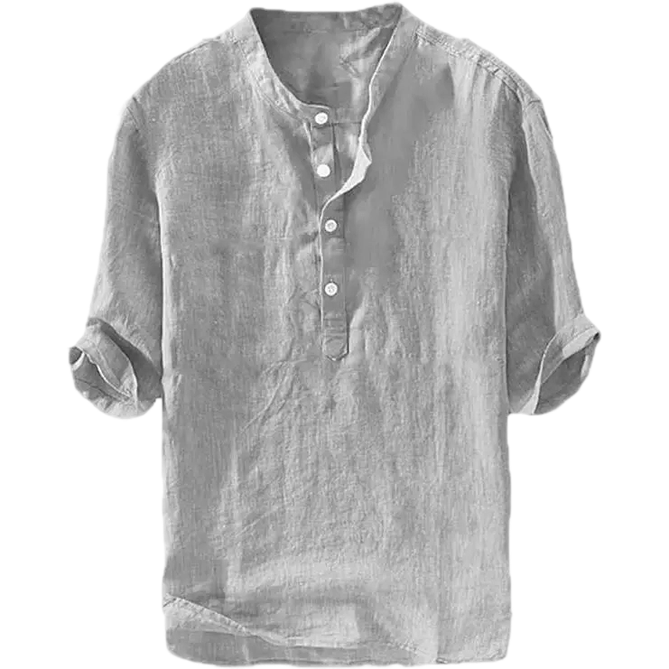 Mens 70% Cotton, 30% Linen Shirts Casual Cotton 3/4 Sleeve