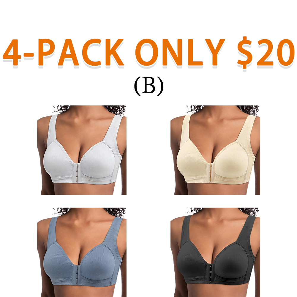Women's Front Closure Cross Back Wireless Bra