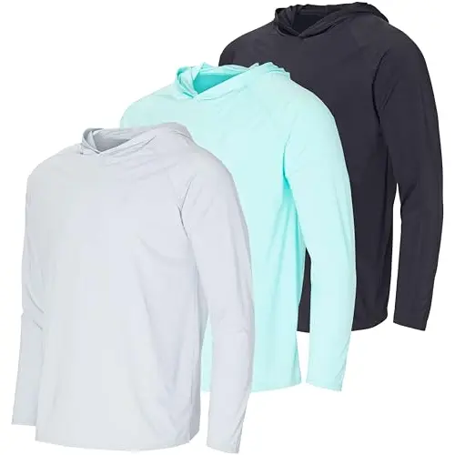 3 Pack: Men's Rash Guard Hoodie Sweatshirt Sun Protection UPF Fishing Shirt (Available in Big & Tall)