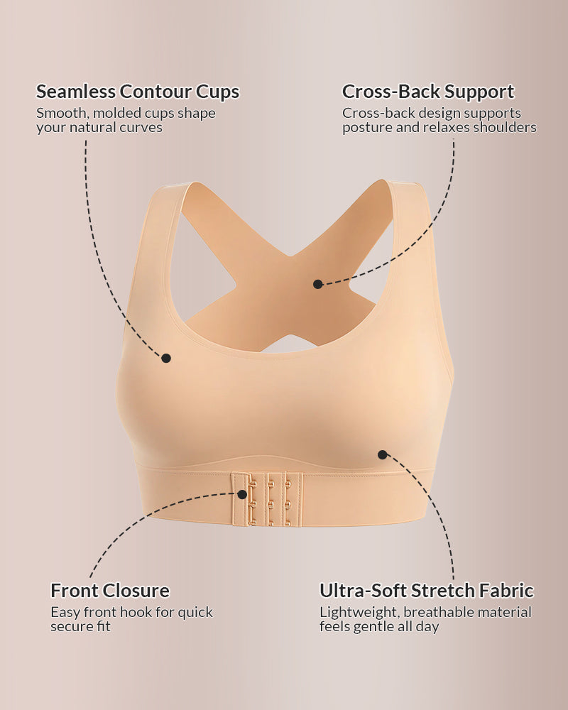Wireless Cross-Back Posture Bra with Front Closure（2pcs）