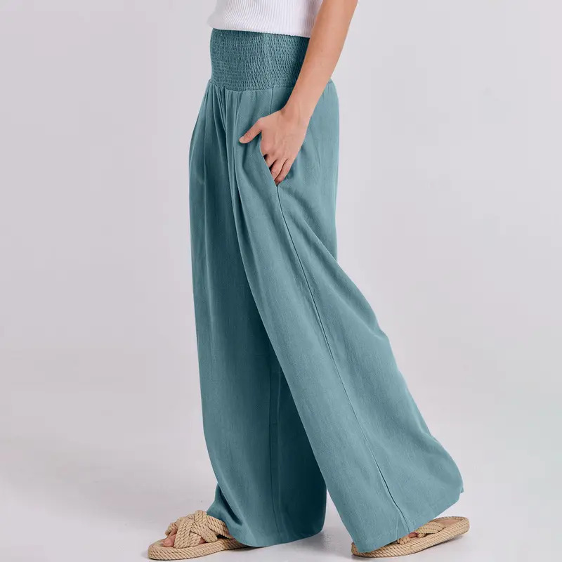 Women's wide-leg linen trousers
