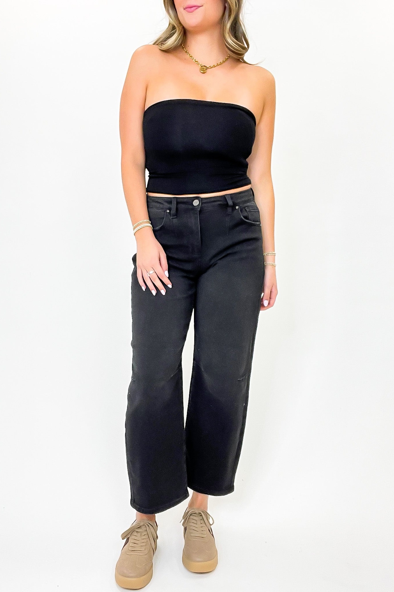 Ridgeway Mid Rise Fit Crop Wide Barrel Leg Jeans