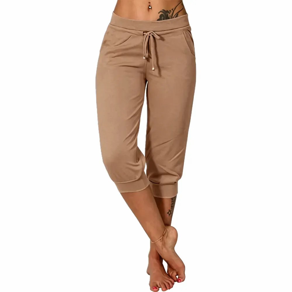 ⚡Final Clearance🔥[XS-5XL]Women's Plain Drawstring Waist Capris Pants
