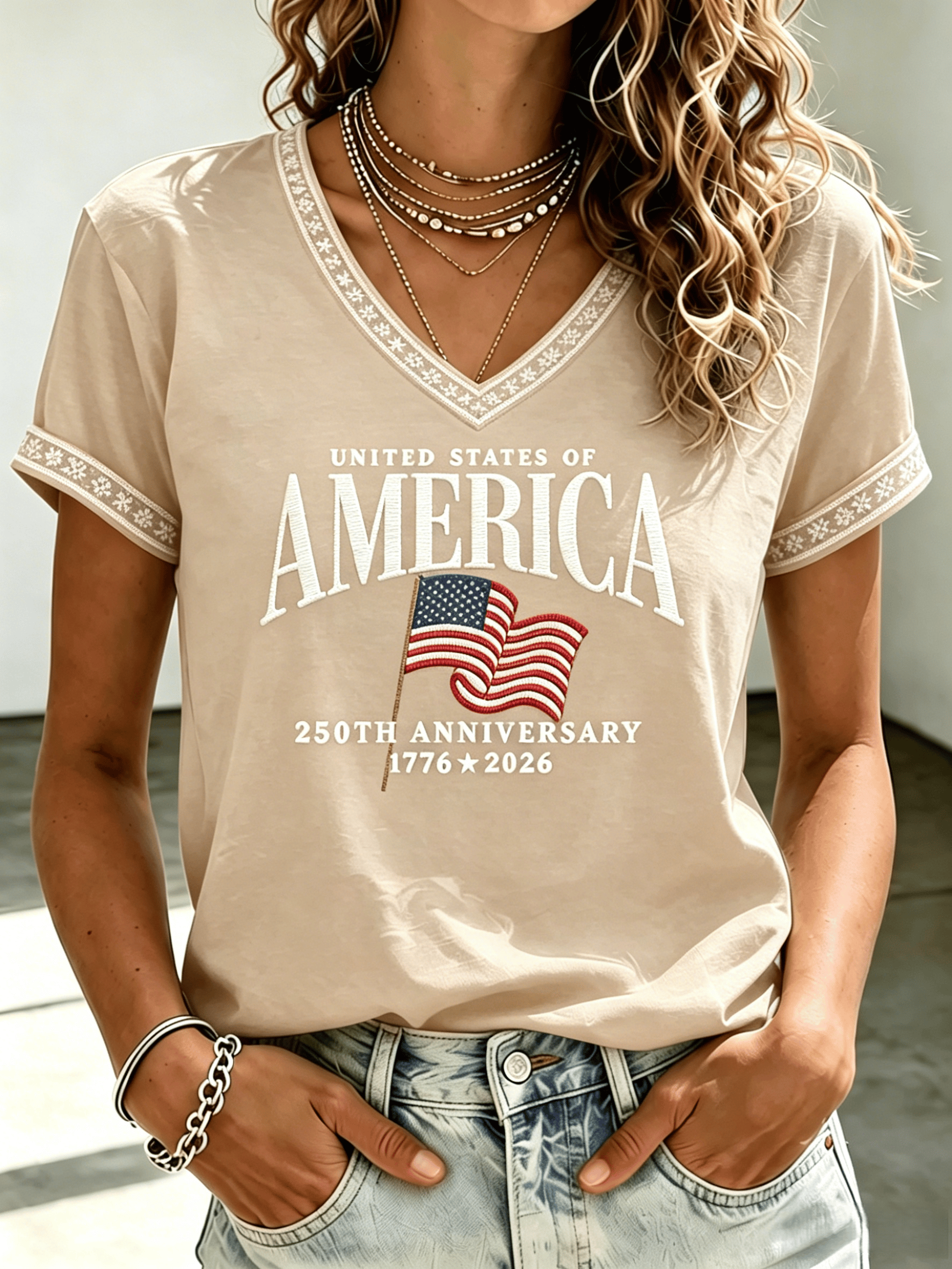 Women's USA 250th Anniversary Printed T-shirt