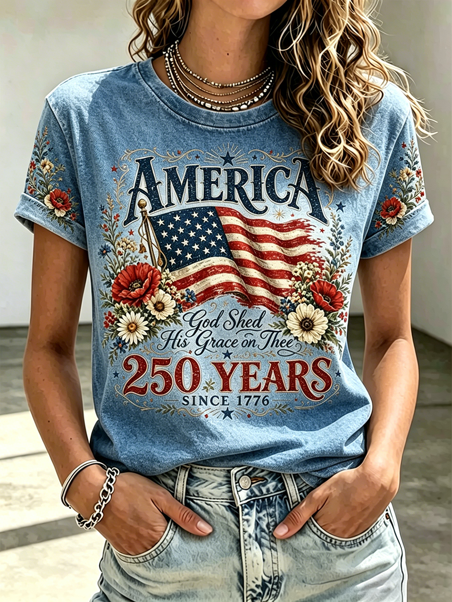 250Th Anniversary Printed Round Neck Top In The United States